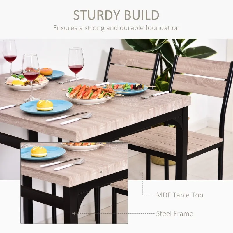 5pc Wooden Dining Set - White Pine Wood