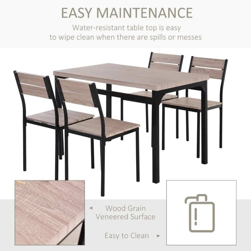 5pc Wooden Dining Set - White Pine Wood