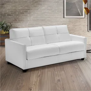 Luxurious Abra White Leather Sleeper Sofa - Modern Convertible Sofa Bed