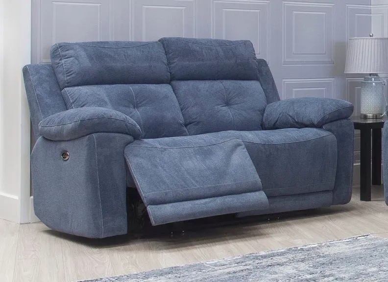 Ancona Two Seat Powered Blue Reclining Sofa