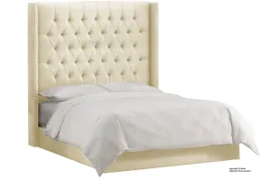 Balmoral Linen Upholstered Winged Bed - Pearl