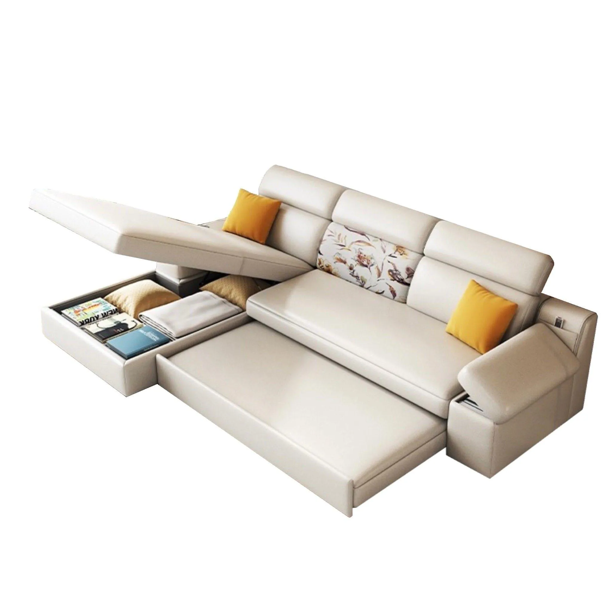 Bell Sectional L-shape Storage Sofa Bed