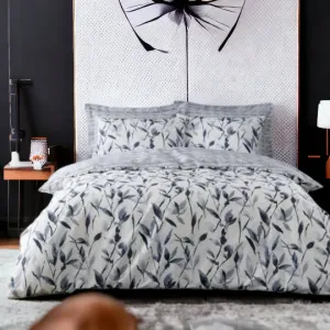 Blue & White Leaf Print Duvet Cover Set