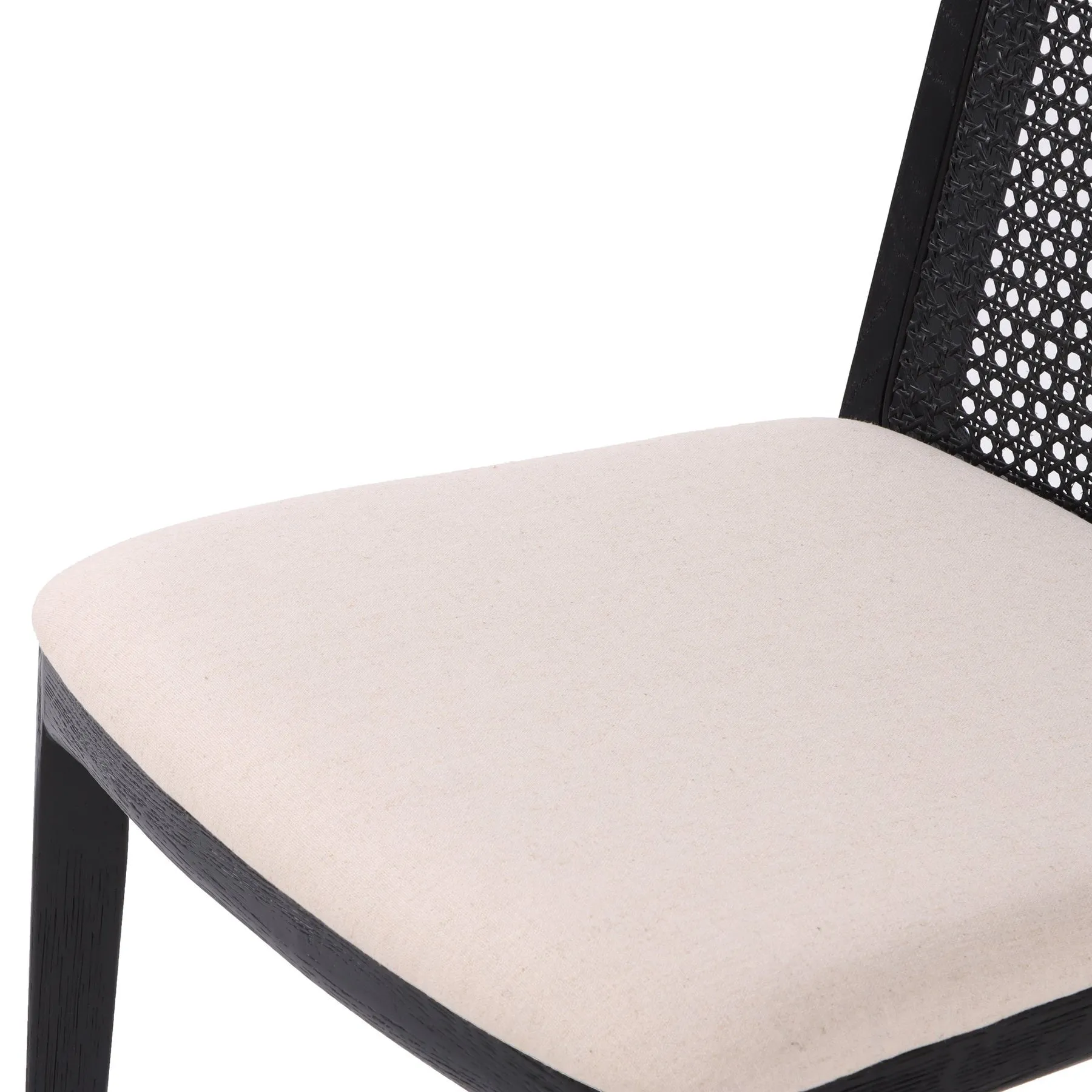 Cane Dining Chair - Black/Linen