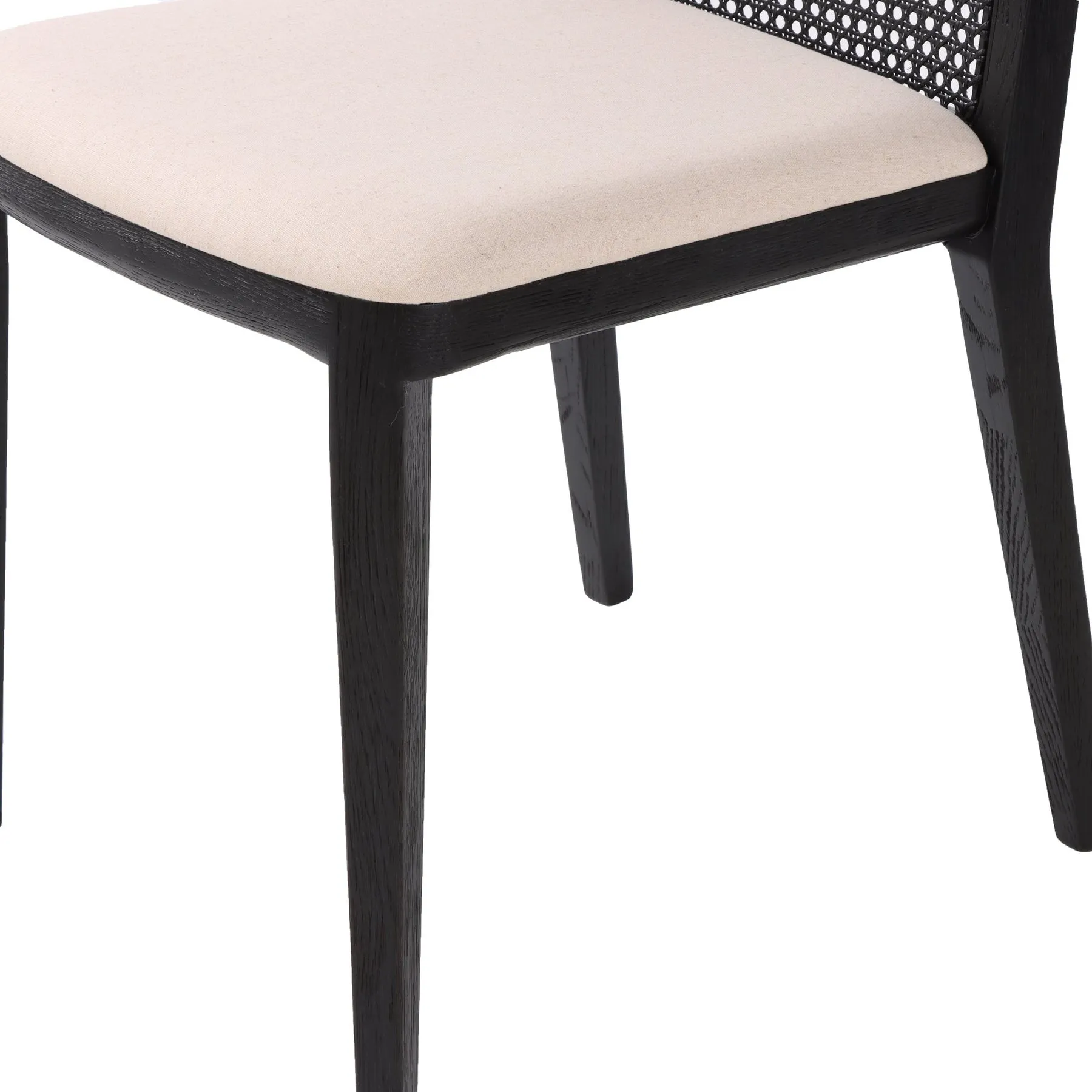 Cane Dining Chair - Black/Linen