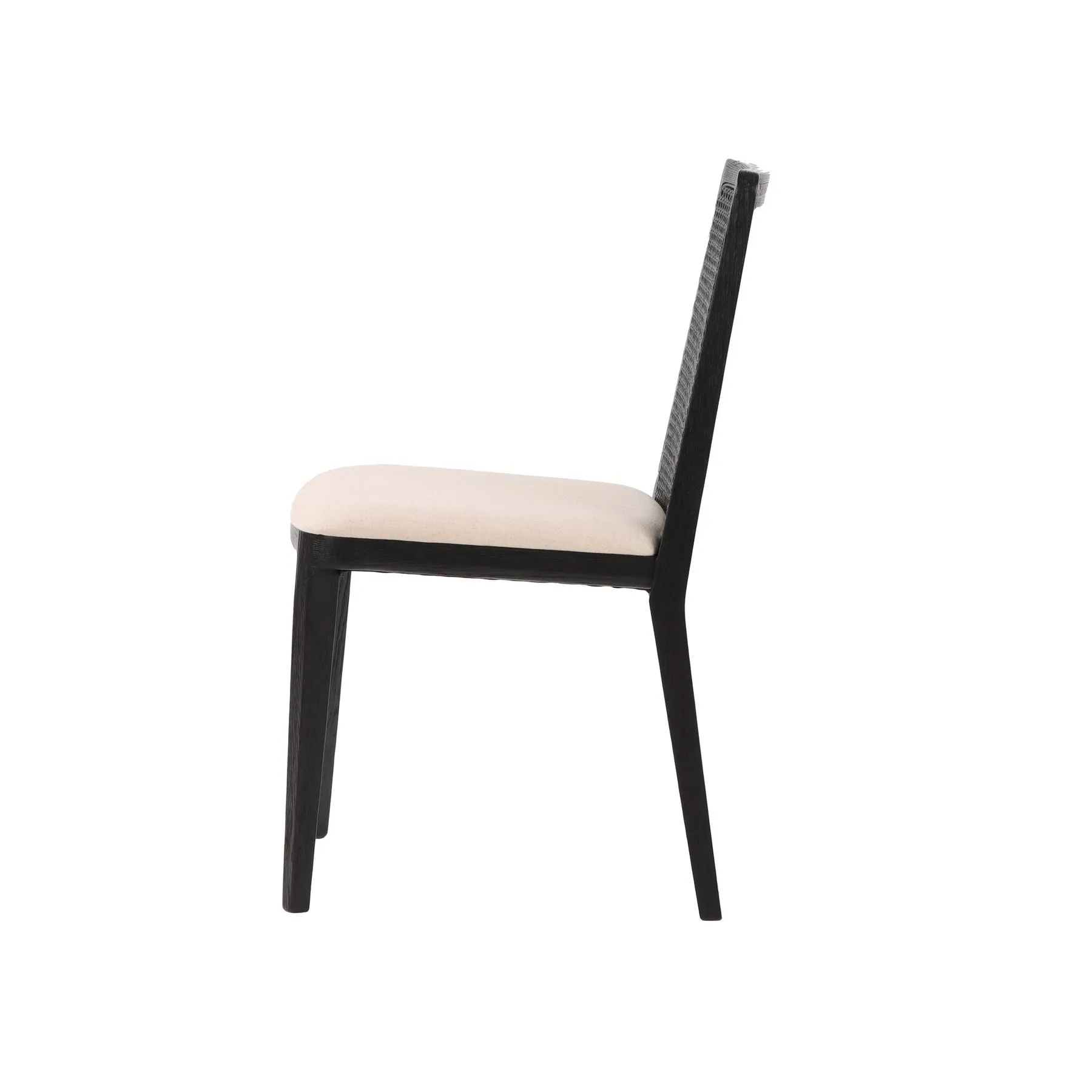 Cane Dining Chair - Black/Linen