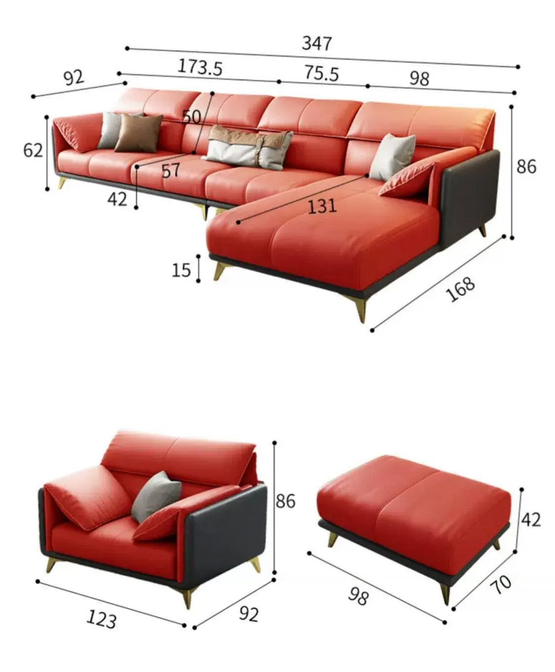 Caston Sectional Leather Sofa