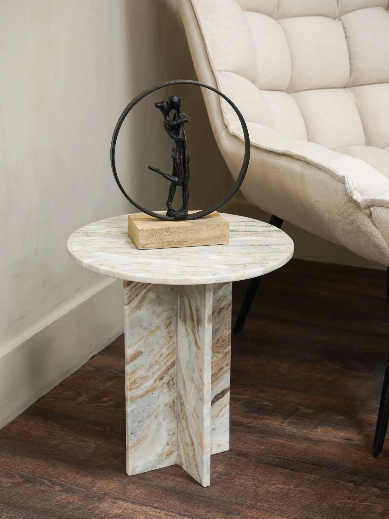 Cavallo Brown Marble Side Table