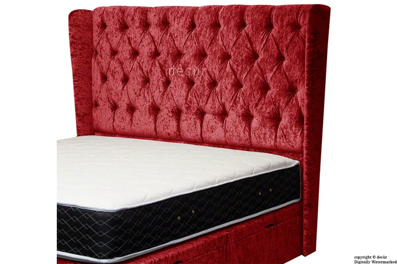 Elizabeth Winged Buttoned Crushed Velvet Headboard - Postbox