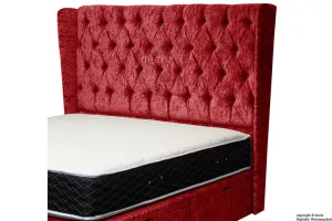 Elizabeth Winged Buttoned Crushed Velvet Headboard - Postbox