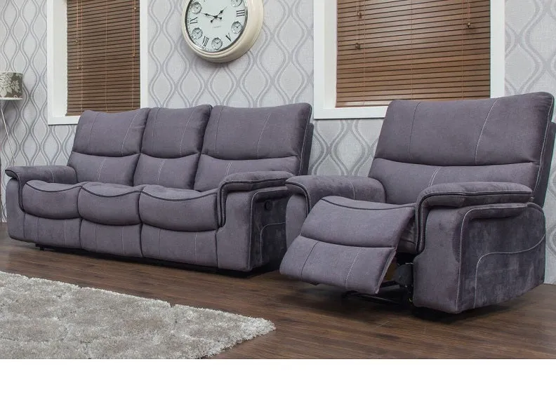 Emilio Modern Grey Reclining 2-Seat Sofa with Plush Comfort and Sleek Design