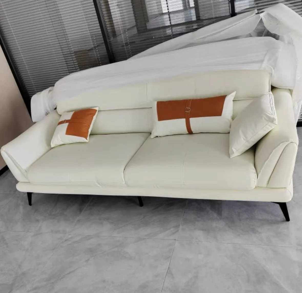 Eton Genuine Cowhide Leather Sofa