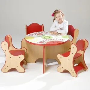 FRESH FRUIT TABLE & 4 Red CHAIRS