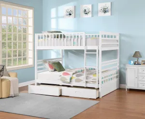 Full/Full White Solid Wood Bunk Bed Splits to Two Beds