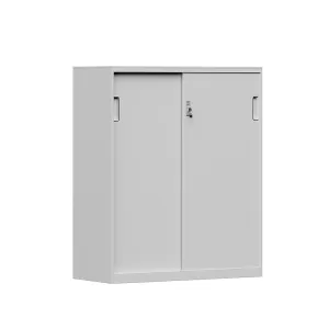 Modern Hanley Metal Sliding Door Storage Cabinet with Lock