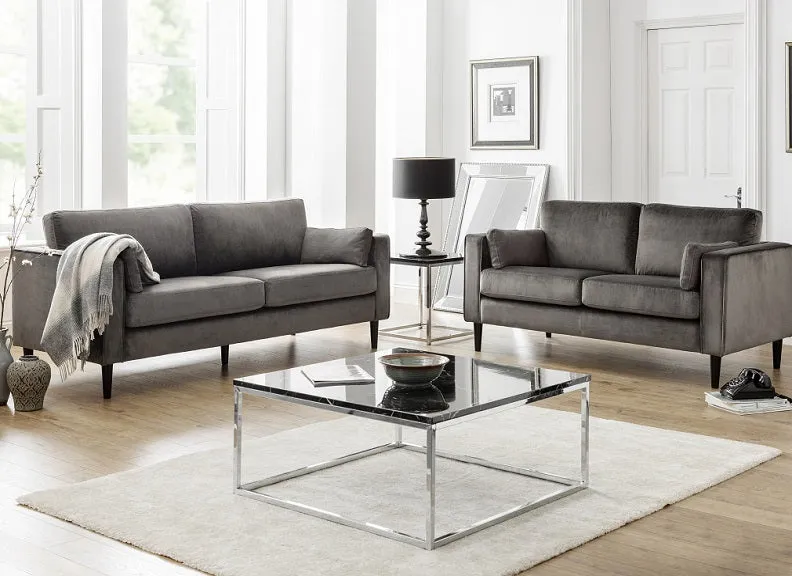 Hayward Grey Velvet Two Seat Sofa