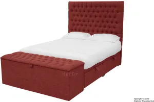 Kensington Linen Upholstered Ottoman Bed - Wine