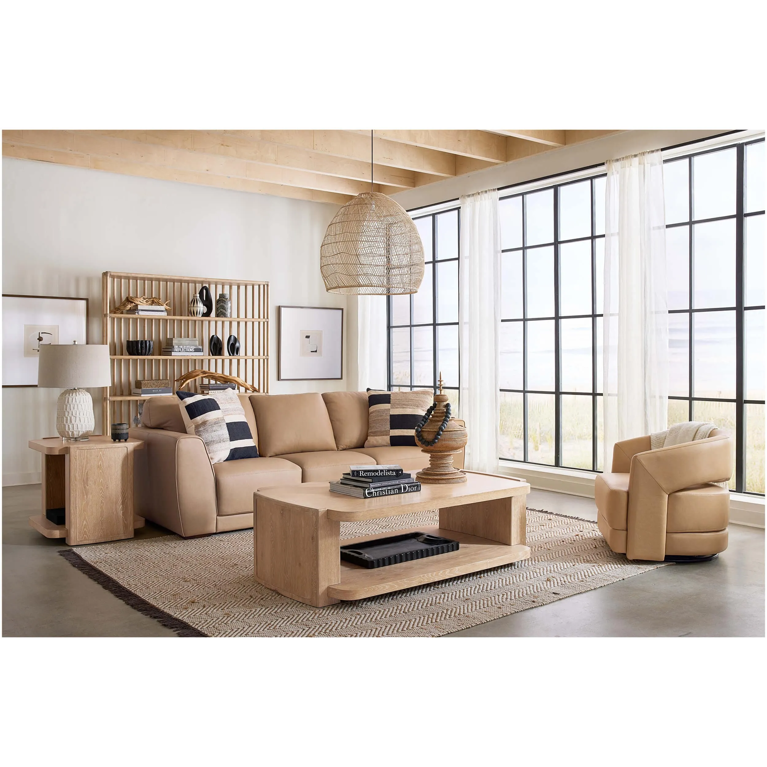 Keys Leather Sofa, Verona Biscotti