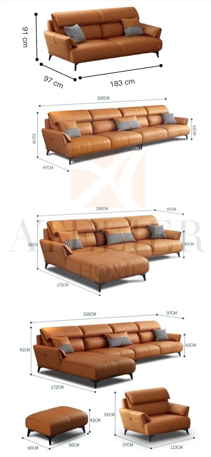 Lawry Leather Sectional Sofa