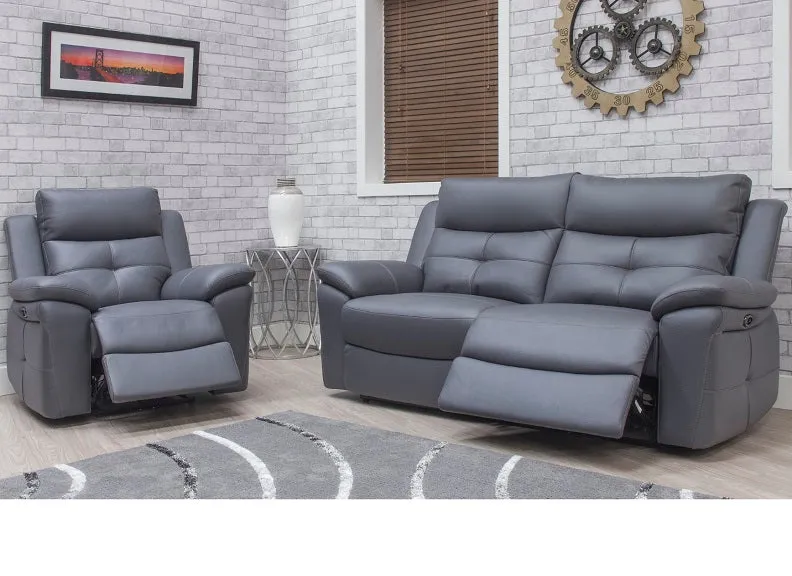 Lugano Dolphin Grey Powered 3PP 2PP Sofas