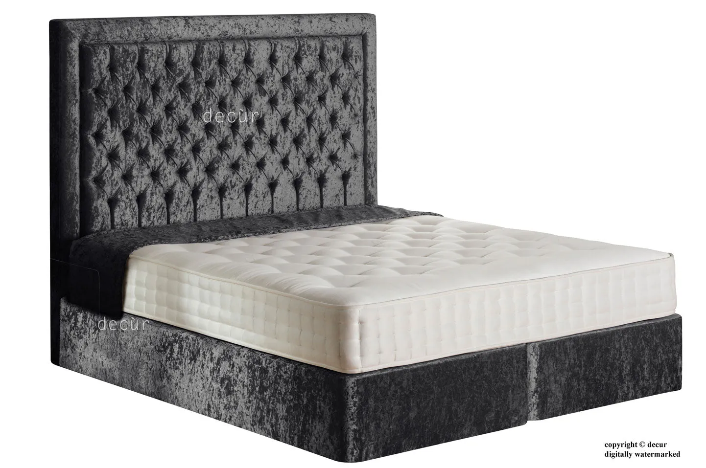 Mayfair Buttoned Crushed Velvet Bed - Black