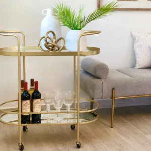 Mid-Century Bar  & Serving Gold Cart