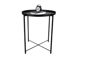 Minimalist Metal Round Tray Side Table-Black