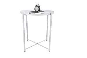 Minimalist Metal Round Tray Side Table-White