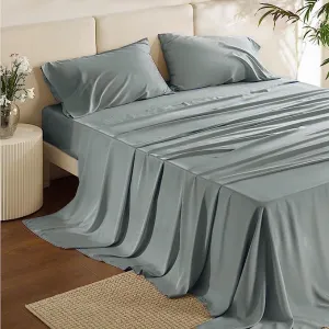 Mush 100% Bamboo Bedsheet for King Size Bed with 2 Pillow Covers | Luxuriously Soft, Breathable and Naturally Anti Microbial Thermoregulating Bed Sheet 400TC (Silver Mist)