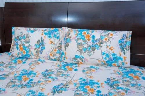 My Little Bedsheet for Double Bed Flower Printed Flat Bedsheet Soft bedsheet Soft Cotton bedsheet Size (230×250cms)