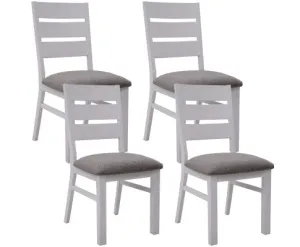 Plumeria Dining Chair Set of 4 Solid Acacia Wood Dining Furniture - White Brush