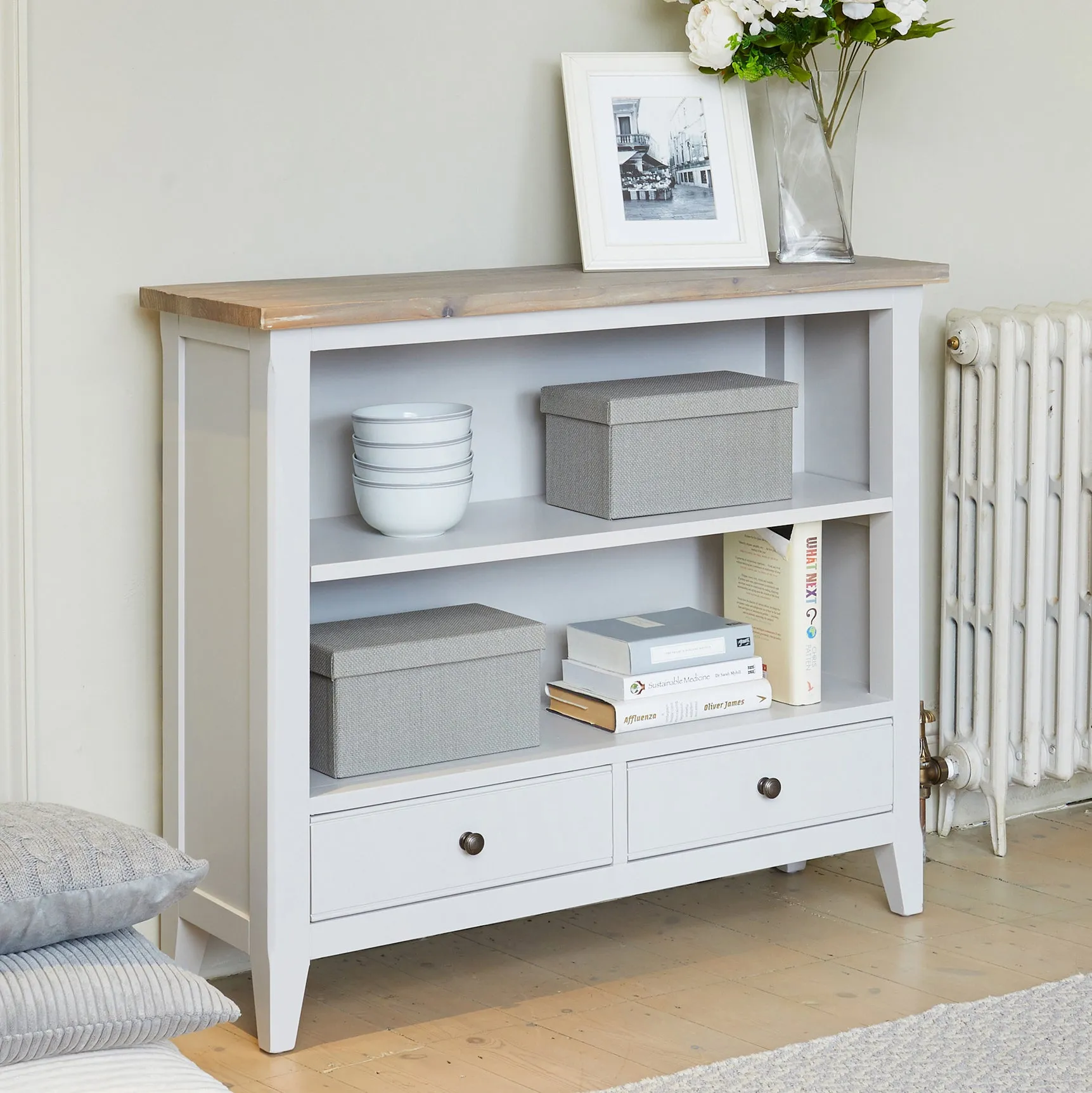 Ridley Grey Low Bookcase