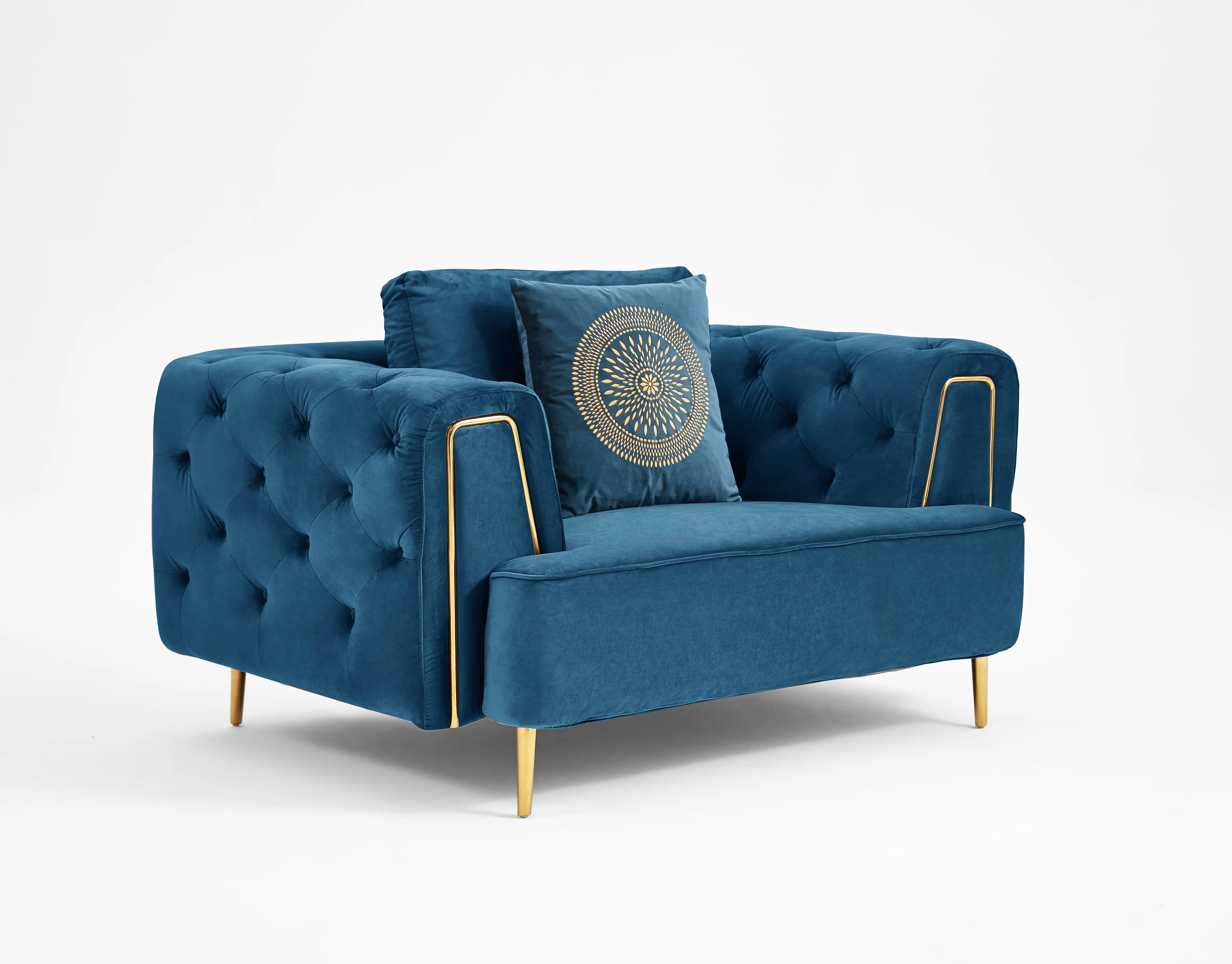 Luxurious Rubeza Sofia Dark Blue Velvet Armchair for Elegant Living Room Decor