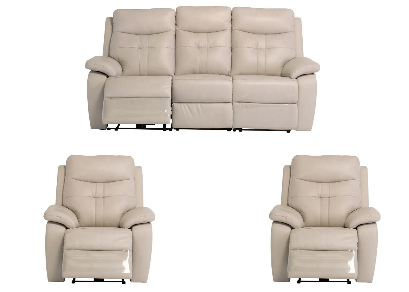 Solero Full Leather Light Stone Electric Reclining Sofa Range