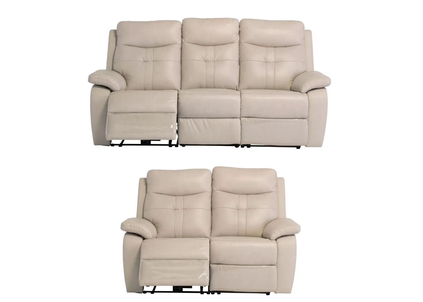 Solero Full Leather Light Stone Electric Reclining Sofa Range