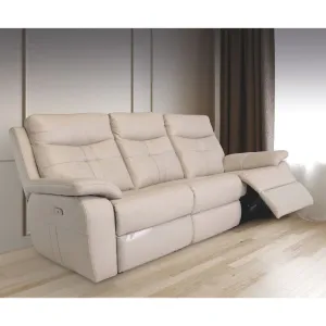 Solero Full Leather Light Stone Electric Reclining Sofa Range